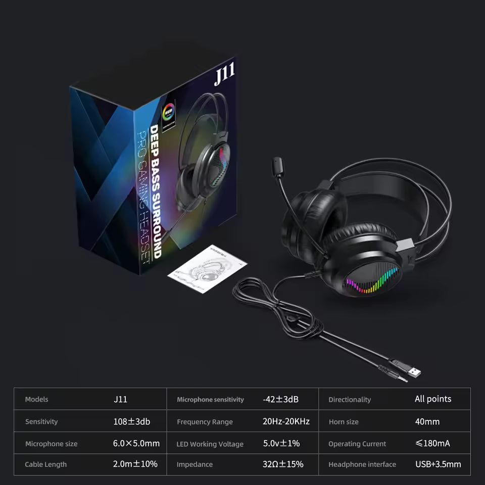 RigForge J11 Pro RGB Gaming Headset for PS4/PS5/PC/Xbox